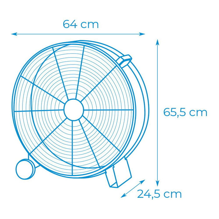 EDM Ventilador Industrial de Suelo con Ruedas 180W Ø65 cm, Caudal Aire 9834 m³/h, 3 Velocidades, Negro/Cromado, Rejilla Seguridad