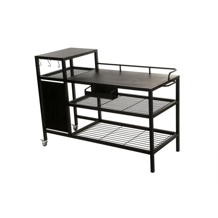 Brasero EXTERIOR COCINA Trolley Plancha Almacenamiento 3 Ganchos 2 Ruedas 128x60x89 cm