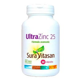 SURA VITASAN Ultra Zinc 25 30Cap. Suplemento de Zinc con L-Taurina, Té Verde y Vitaminas B para el Sistema Inmunitario y Protección Celular