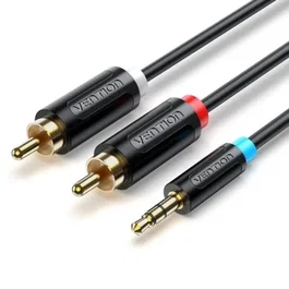 Vention BCLBJ - Cable de Audio Estéreo, Jack 3.5mm Macho a 2x RCA Macho, 5 Metros, Negro