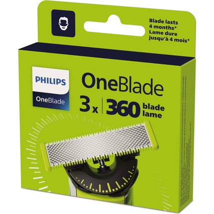 Philips Cabezal de Reemplazo OneBlade 360 QP430/50 (Pack de 3) de Color Negro y Amarillo