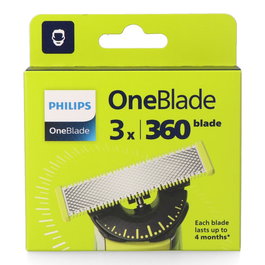 Philips OneBlade - Recambio de cuchillas flexibles 360°, 3 unidades, para recortar, perfilar y afeitar