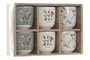 DKD Home Decor Set de 6 Tazas de Porcelana y New Bone Estilo Shabby Rosa Beige 14 x 6.5 x 20.5 cm