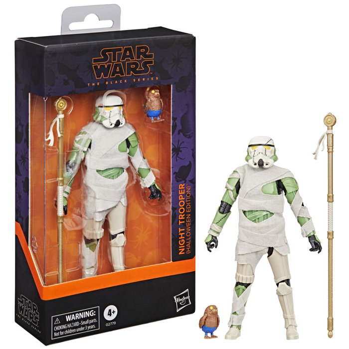 Hasbro Star Wars The Black Series Night Trooper Halloween Edition Figura Coleccionista 15 cm con Porg Hombre Lobo y Vara Egipcia