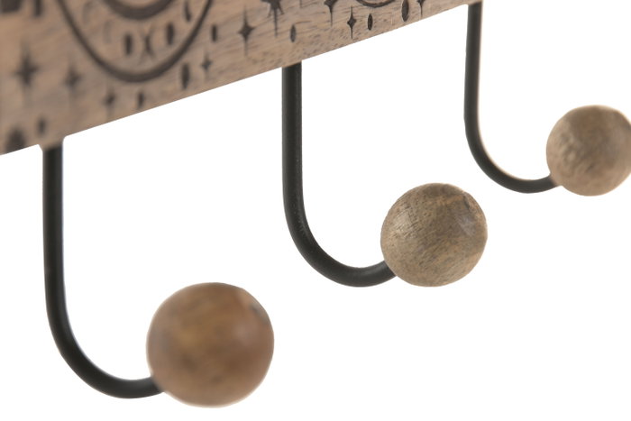 DKD Home Decor Perchero de Pared Astros en Mango y Hierro Marrón