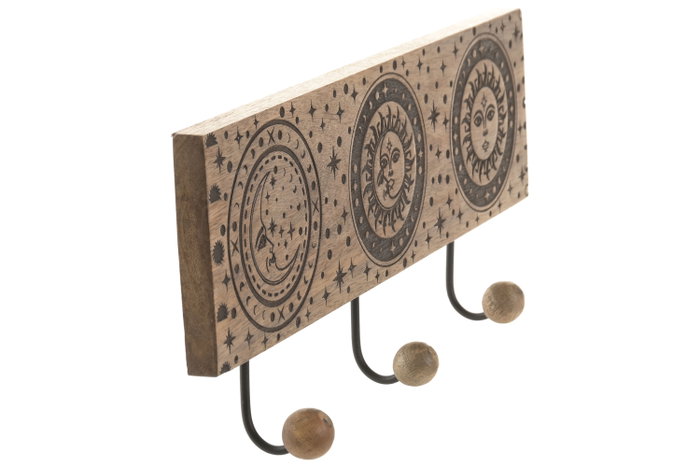 DKD Home Decor Perchero de Pared Astros en Mango y Hierro Marrón