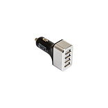 RealPower Cargador de Coche 4 Puertos USB 2400mA para Smartphone/Tablet, 176636, Negro/Plata, de Encendedor (12-24V)
