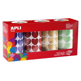 Gomets Apli Rollo Corazones 20 Mm Pack De 4 (Col. Met.) (19718)
