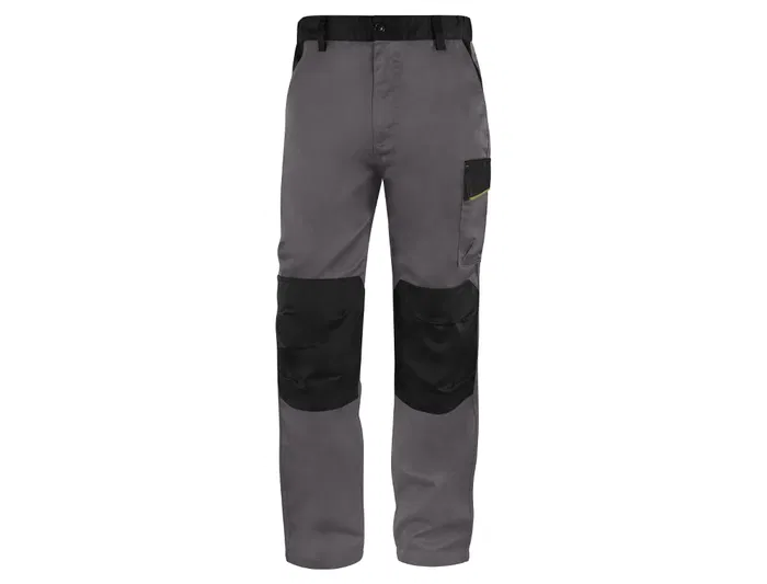 Deltaplus Pantalón de Trabajo Panostyle, Cintura Ajustable, 5 Bolsillos, Gris Verde, Talla XS