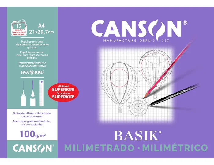 Canson Minipack de Papel Milimetrado Basik 12 Hojas A4 100 g