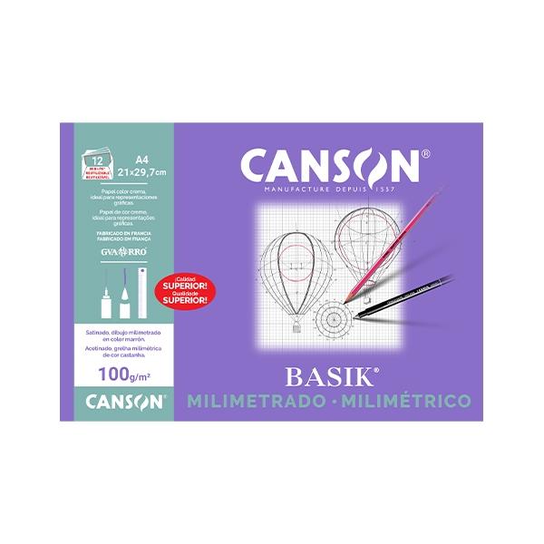 Canson Minipack Papel Milimetrado Basik 12 Hojas A4 Crema 100g