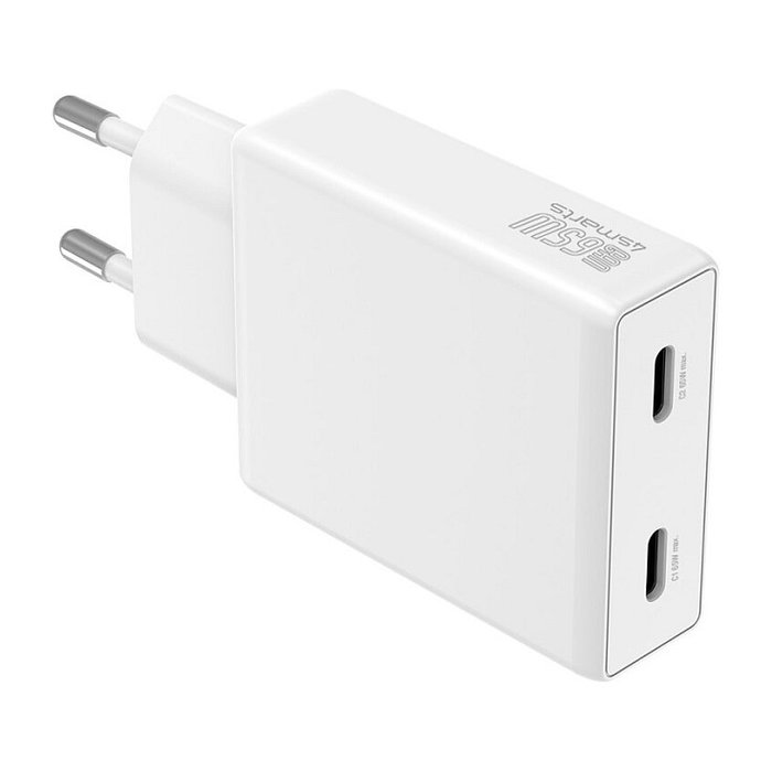 4smarts PDPlug Slim Dual 65W GaN Cargador USB-C 546065 con PPS QC3.0 SuperCharge, Blanco