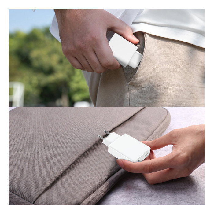 4smarts PDPlug Slim Dual 65W GaN Cargador USB-C 546065 con PPS QC3.0 SuperCharge, Blanco