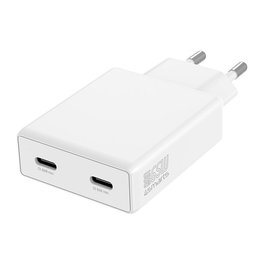 4smarts PDPlug Slim Dual 65W GaN Cargador USB-C 546065 con PPS QC3.0 SuperCharge, Blanco