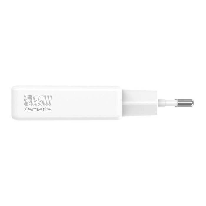 4smarts PDPlug Slim Dual 65W GaN Cargador USB-C 546065 con PPS QC3.0 SuperCharge, Blanco