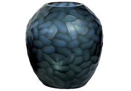 DKD Home Decor Jarrón de Cristal Azul Petróleo Glaseado 29x29x30 cm
