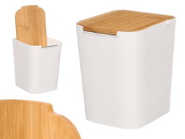Kinvara Papelera con Tapa de Bambú Blanca