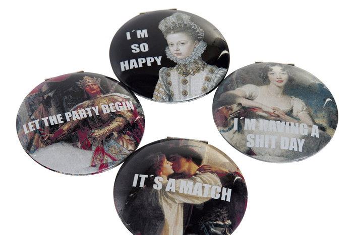 DKD Home Decor Espejo Negro Multicolor 7x7x1,3 cm (24 Unidades) Aluminio Espejo