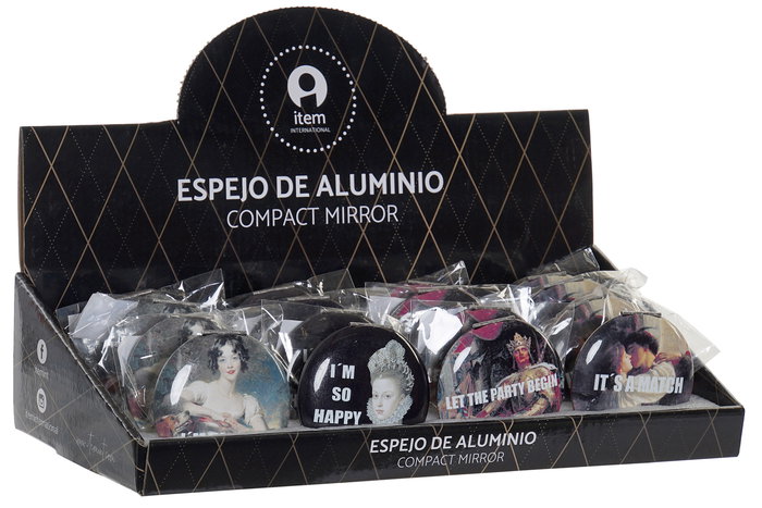 DKD Home Decor Espejo Negro Multicolor 7x7x1,3 cm (24 Unidades) Aluminio Espejo
