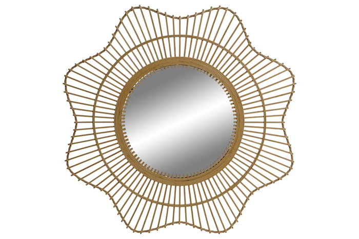 DKD Home Decor Espejo de Bambú y Cristal 85x85 cm Natural DKD Home Decor Espejo de Bambú y Cristal 85x85 cm Natural