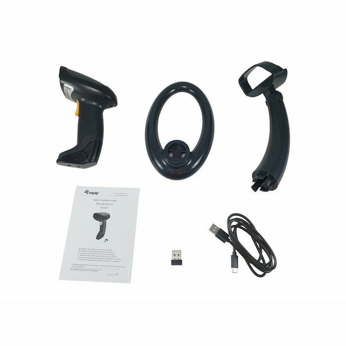 Equip Escáner de Código de Barras Wireless Láser 1D Negro con Soporte
