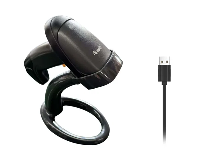 Equip 351023 Lector de Códigos de Barras Portátil Inalámbrico 1D - USB, Negro, Resistente (IP54), con Base de Carga y Nanorreceptor