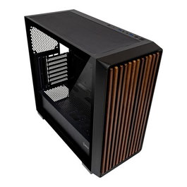UNYKA Caja ATX Gaming Revelat Madeira UK121804 - Semitorre con Panel Lateral de Cristal Templado, Frontales de Madera Natural, USB Tipo-C, para Refrigeración Líquida 360mm, Negra