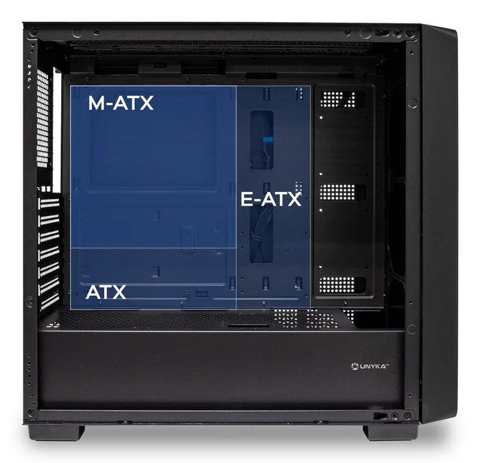 UNYKA UK121804 Caja Semitorre ATX Revelat Madeira Negra con Ventana y USB Tipo-C, Sin Fuente de Alimentación