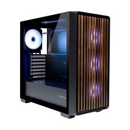 Unykach Caja PC Gaming ATX Unyka Revelat Madeira Black, Torre Media con Panel Lateral de Cristal Templado y Frente de Madera, Ref. UK121804