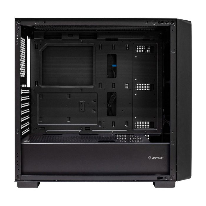 Unykach Caja PC Gaming ATX Unyka Revelat Madeira Black, Torre Media con Panel Lateral de Cristal Templado y Frente de Madera, Ref. UK121804