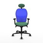PIQUERAS Y CRESPO Silla de oficina Jorquera con mecanismo Sincro, Verde esmeralda y Azul