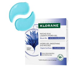 Klorane Parches de Ojos Alisadores Hidro Gel con Aciano BIO y Ácido Hialurónico - 7 unidades, para Contorno Ocular, Ojeras, Arrugas y Bolsas, 99% Natural, Efecto Lifting