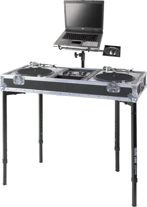 Quiklok Mesa Plegable XL para Teclado, Mezclador y Altavoz con Altura Ajustable (740-1180mm) - Carga Máxima 113.10 kg