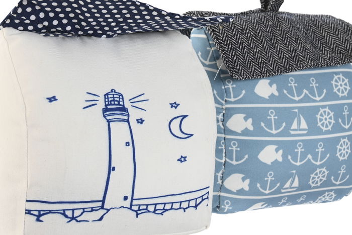 DKD Home Decor Sujetapuertas Mediterraneo Multicolor 8 x 17 x 15 cm (6 Unidades) Poliester Arena