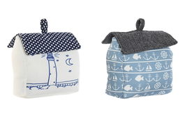 DKD Home Decor Sujetapuertas Mediterraneo Multicolor 8 x 17 x 15 cm (6 Unidades) Poliester Arena