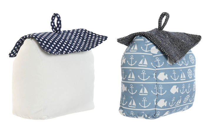 DKD Home Decor Sujetapuertas Mediterraneo Multicolor 8 x 17 x 15 cm (6 Unidades) Poliester Arena