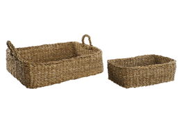 DKD Home Decor Cesta Balines Natural de Seagrass, 42 x 14 x 51 cm, Hecho a Mano, Set de 5 Piezas (2 Unidades)