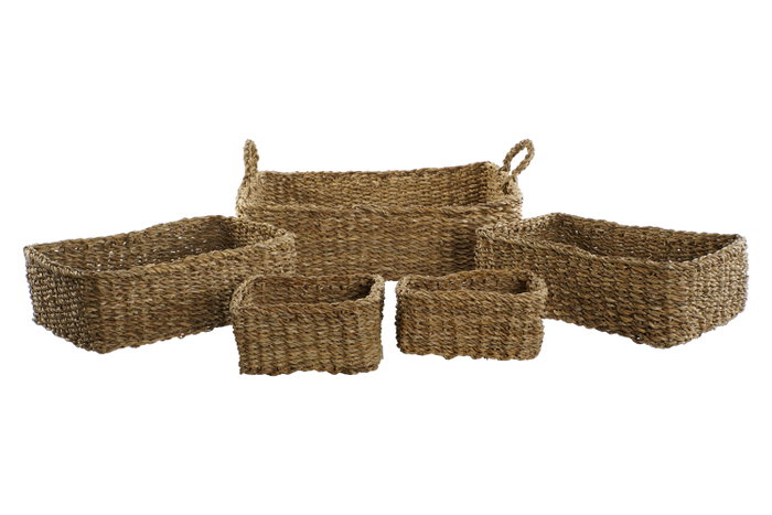 DKD Home Decor Set de 5 Cestas de Seagrass Natural DKD Home Decor Set de 5 Cestas de Seagrass Natural