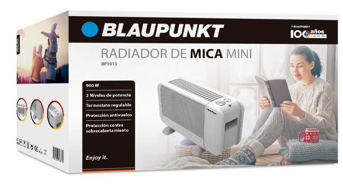 Blaupunkt Radiador de Mica Mini, 900W, 2 Potencias, Calefactor Eléctrico Compacto