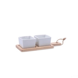 Quid Tabla Aperitivo Bambú Cerámica Tapas Blanco