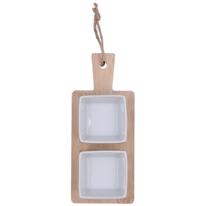 Quid Tabla Aperitivo Bambú Cerámica Tapas Blanco