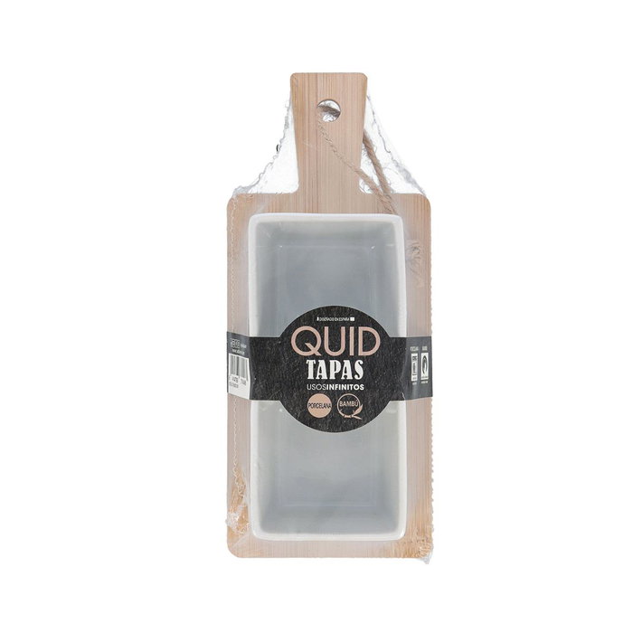 Quid Tabla Aperitivo Bambú Cerámica Tapas Blanco