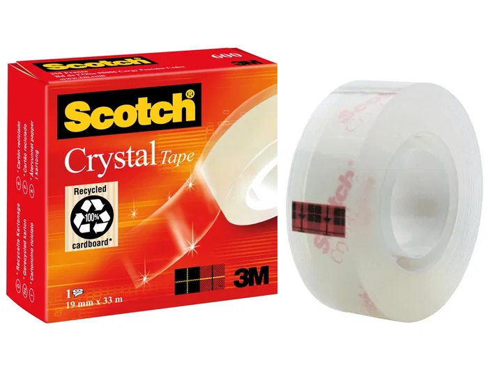 Scotch Cinta Adhesiva Supertransparente Crystal 600 Rollo 19 mm X 33M Caja Individual