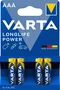 Varta 04903 Batería Alcalina Longlife Power Tipo AAA LR03 1.5V - Pack de 4 Unidades