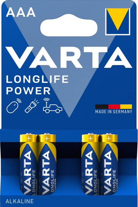 Varta Longlife Power Pilas Alcalinas AAA, Pack de 4