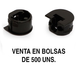 HERRAJES ALK Soporte Cazoleta Luna, Acabado Negro, Caja 500 Unidades, Soporte para Balda, Empotrado en Mueble