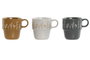DKD Home Decor Taza Gris Mostaza Blanco 9.5 x 10 x 12.5 cm (6 Unidades) Gres Botánico Apto Microondas y Lavavajillas 400ml