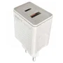 Eightt EQC3 Cargador de Carga Rápida con 2 Puertos USB-C y USB-A, 18W, Blanco