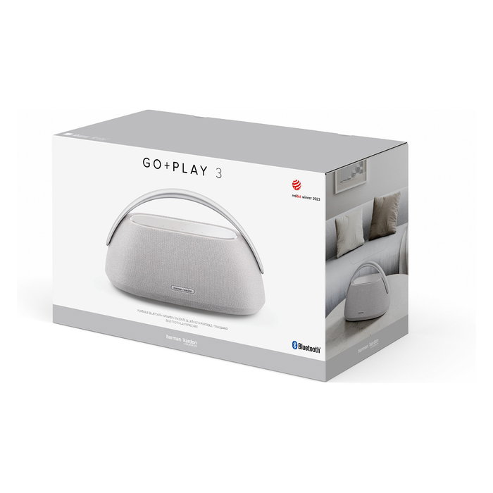 Harman Kardon Go + Play 3 Altavoz Portátil Bluetooth 5.2 de 3 vías, 160W, Batería Recargable, Color Gris/Plata