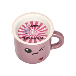 The Concept Factory Vela Perfumada Taza Kawaii Cerámica Algodón de Azúcar Vainilla Frambuesa